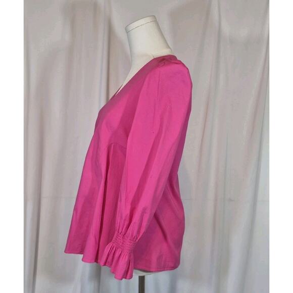 Pomander Place Tuckernuck Easton Blouse Top XS Hot Pink Cotton Blend - Picture 6 of 11